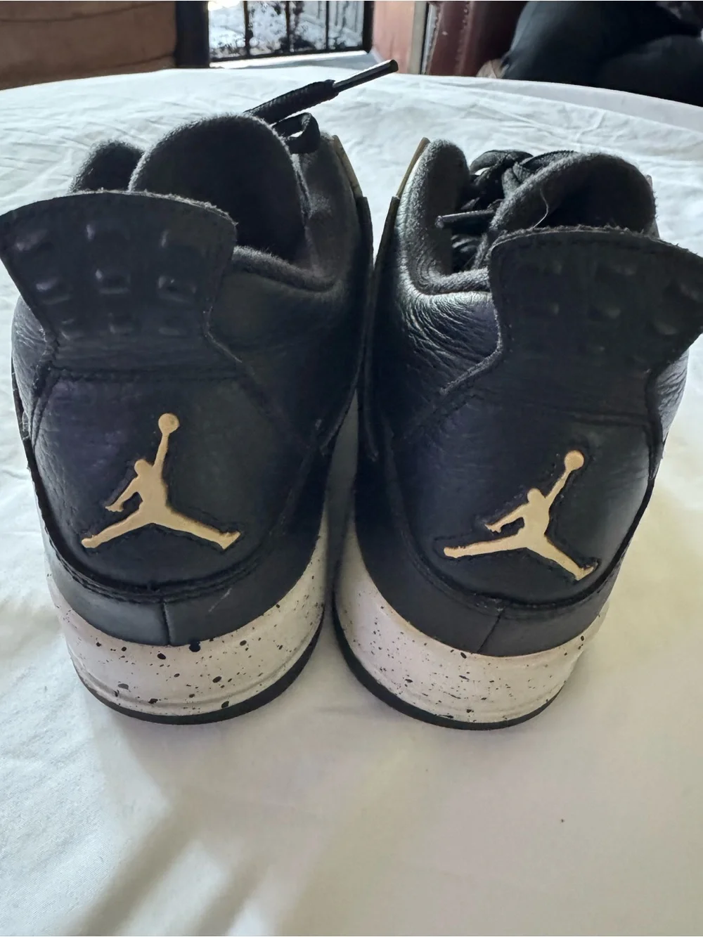 Jordan Men's Youth Black Leather High-Top Sneakers with White Jumpman